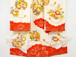 アンティーク　絞り手箱に花模様着物(内袖・長襦袢付き)